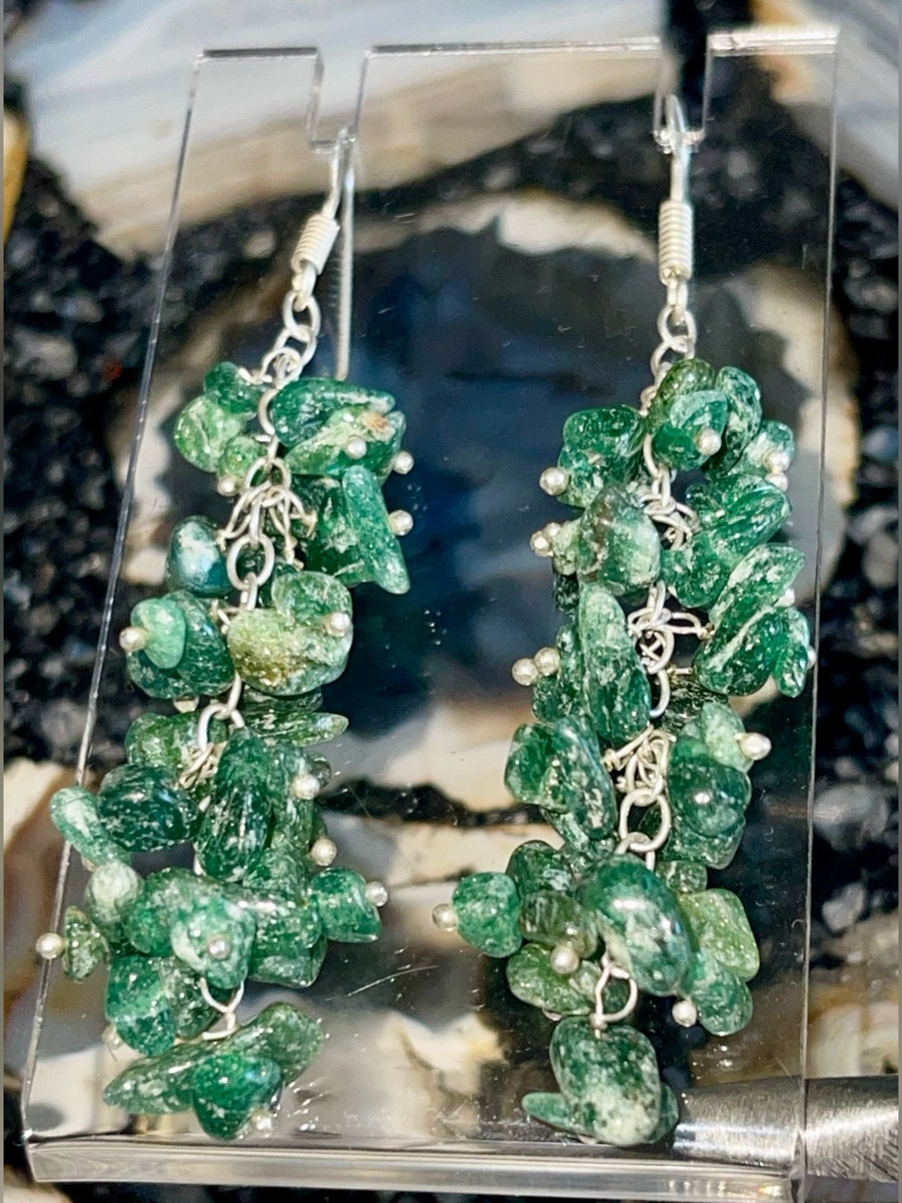 Little Nuggets of Green Aventurine Crystal Pendant 2 7/8”